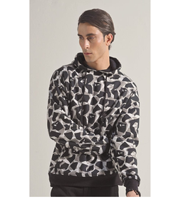 Tissu 100% coton de haute qualité avec poches kangourou cordon de serrage à capuche impression audacieuse sur toute la capuche - Product Image 1