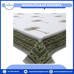 Exquisito mantel de algodón 100% hecho a mano, la más nueva tendencia, cubierta de mesa para eventos con diseños impresos en bloques a la venta - Product Image 4