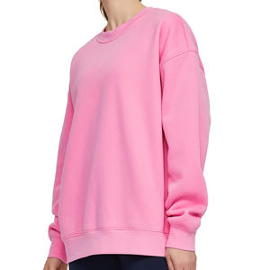 Sudadera informal con logotipo bordado personalizado, suéter de algodón de gran tamaño con cuello redondo, jersey de lana con cuello redondo para mujer, sudadera - Product Image 3