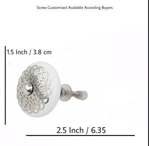 Tiradores de cerámica de flor de filigrana plateada de lujo marroquí CK 558, tiradores de manija de armario de cajón Industrial para dormitorio, tocador, cocina - Product Image 3