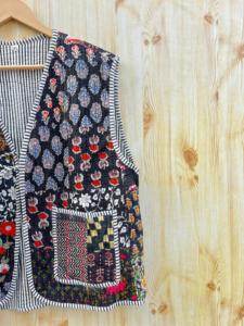 เสื้อโค้ทกระดุมสองแถวสำหรับผู้หญิงสไตล์โบฮีเมียนผ้าฝ้าย100% ทำด้วยมือเสื้อกั๊กถักลายฮิปปี้แนววินเทจ - Product Image 6