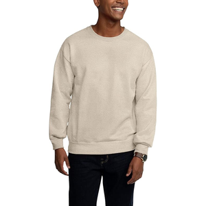 Sweatshirts à col rond pour hommes 100% coton hiver couleur unie thermique manches longues décontracté basiques à capuche - Product Image 1