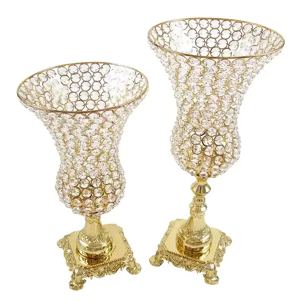 Kristall Perlen Gold Metall Kerzenhalterständer Parteien Dekoration luxuriöser Kerzenständer im individuellen Design bearbeitet