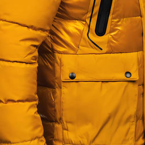 Veste matelassée décontractée en toile unie pour homme, nouveau style, fermeture éclair sur le devant, doublure thermique, coupe-vent, respirante, col montant chauffant - Product Image 6