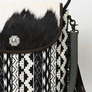 Black White Fur Leather <b>Sling</b> Bag Branded Quality Western Clutch Bag At Wholesale Price - Product Image 2