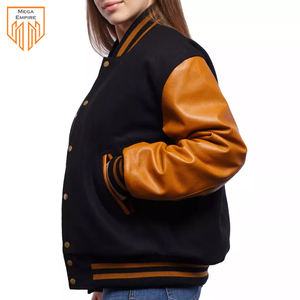 Chaqueta universitaria de cuero de calidad superior de venta superior Abrigos de cuello alto con logotipo universitario y béisbol bordados personalizados - Product Image 5