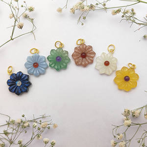 Colgante de flor de ópalo azul de flor colorida, abalorio de flor tallada en Plata de Ley 925, accesorios para hacer joyas DIY para mujer - Product Image 2