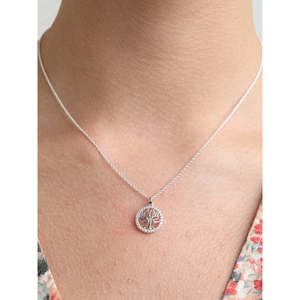 NOVAMART Fine 925 Sterling Silver <b>Tree</b> Life Pendant <b>Necklace</b> Bezel Setting Rhodium Featuring Zircon Diamond Pearl Trendy Plant P - Product Image 6