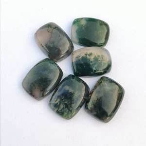 Agate mousse octogone calibré taille 4x6mm à 20x30mm dos plat pierre précieuse en vrac pour la fabrication de bijoux de boucles d'oreilles en argent - Product Image 6