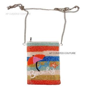 Bolso de Mensajero Personalizado de Estilo Bohemio para Mujer, Hecho a Mano en India, de Crepé Puro, con Asa Suave, Cierre de Cremallera, para la Playa - Product Image 3
