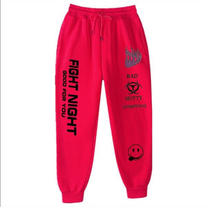 Pantalones de chándal con estampado de letras Pantalones de chándal sueltos de cintura alta Pantalones holgados de NOCHE DE LUCHA Mujeres Joggers Harajuku pantalones de hombre, lavado - Product Image 4