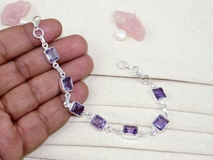 Gemstone Handmade <b>Indian</b> Amethyst Halo Tennis Sterling <b>Silver</b> Bracelet Women Girls Solid 925 Sterling <b>Silver</b> Jewelry Gift Party - Product Image 2