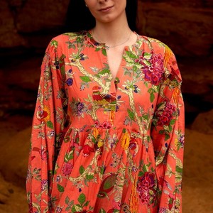 Offre Spéciale été 2024 femmes vêtements longue Maxi robe floral bloc imprimé à manches longues maxi robe tenue décontractée - Product Image 3