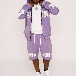 Survêtements en polaire de haute qualité pour hommes, vêtements de sport athlétiques, sweat à capuche zippé, pantalon de jogging, survêtement deux pièces surdimensionné pour hommes - Product Image 1