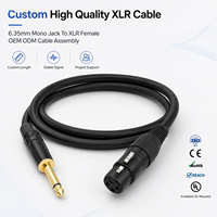 Adaptador de Audio Personalizado de 6.35mm (1/4 de Pulgada) Mono Jack Dorado a XLR Macho o Hembra, Cable XLR de Alta Calidad para Micrófono, Mezclador y Amplificador