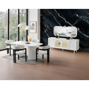 Juego de Comedor Moderno Extensible de 6 Piezas en Blanco, Estilo Escandinavo Mozart, Listo para Exportar - Product Image 1