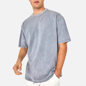 Peso pesado 100% algodón Streetwear comodidad y estilo desglose costilla cuello redondo hombro caído suelta Casual Fit camisetas para hombres - Product Image 3