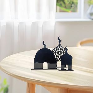 Exclusivo centro de mesa de decoración de Ramadán de metal islámico para mesas con toque dorado y recortes tradicionales - Product Image 2