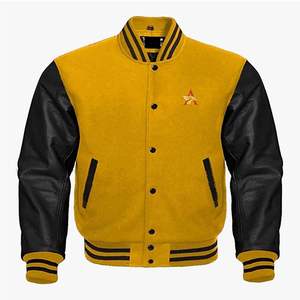 แจ็คเก็ตวาร์ซิตี้คุณภาพสูงสำหรับผู้ชายและผู้หญิง ปักด้วยไหมเชนิล แขนหนัง แจ็คเก็ตเบสบอลแบบกำหนดเอง แจ็คเก็ตวาร์ซิตี้ตัวอักษร - Product Image 1