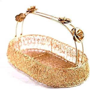 Panier cadeau multifonction indien fini doré Panier de mariage Panier en fil métallique doré pour retour de cadeau au prix de gros - Product Image 6