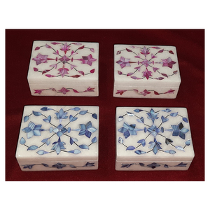 Caja de Mármol con Incrustaciones de Madreperla, la Más Vendida en India, para Guardar Aretes y Anillos, con Incrustaciones de Madreperla de Muchos Colores - Product Image 1