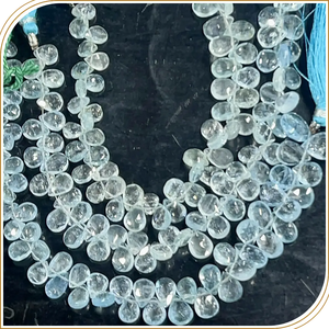 ลูกปัดอะความารีนสีน้ำเงินธรรมชาติ เกรด AAA ทรงหยดน้ำเหลี่ยมเพชรพลอย ขนาด 6 มม. ความยาว 8 นิ้ว สำหรับทำเครื่องประดับ - Product Image 6