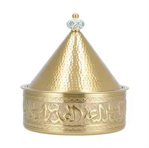 Bol à dattes moderne en métal et bois avec finition martelée dorée, sans plomb et écologique, pour les fêtes, les mariages, les hôtels - Product Image 6