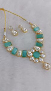 <b>Mother</b> <b>Pearl</b> Handicraft Modern Fusion Necklace Set Stylish Choker with Heavy Brass Customized Unique Design Fashion Jewelry - Product Image 4