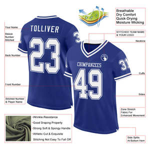 Maillot de football américain personnalisable pour adulte Tornado Trading, manches courtes, 100 % polyester, protection UV, évacuation de l'humidité, respirant - Product Image 2