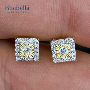 Venta caliente S925 Sterling Silver 14K Gold Dragon Claw Square Stud Earring para hombres - Product Image 3