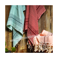 Serviette de plage turque Peshtemal rayée blanche 60% coton écologique compressée séchage rapide vente en gros personnalisée marque privée