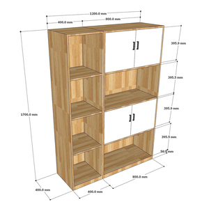 Meuble de classement 4 niveaux 120x40x170cm, design moderne et minimaliste, en bois de caoutchouc et plastique, réglable, pour bureau et atelier - Product Image 4