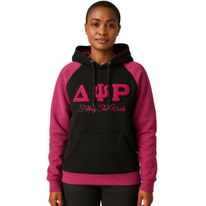 Pull à capuche à manches raglan Delta Psi Rho Sorority Noir 80 Coton Remplir les vides Greek Life Casual Wear Hoodies - Product Image 1