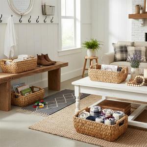 Cestas de Almacenamiento Ovaladas de Jacinto de Agua con Asas de Madera, Cesta de Almacenamiento Hecha a Mano, Venta al por Mayor, Ecológica, Hecha en Vietnam - Product Image 3