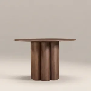 Table à manger ronde en bois SINTERIOR WALNUT NOELLE 4 places - Product Image 1