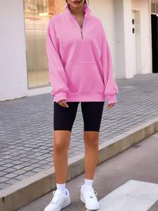 Sudadera con media cremallera y logotipo personalizado al por mayor y ropa informal para mujer, sudadera con media cremallera para mujer - Product Image 5