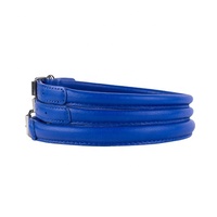 Collier de chien personnalisé de luxe en cuir véritable bleu solide avec rembourrage souple pour petits chiens de taille moyenne collier pour animaux de compagnie personnalisé