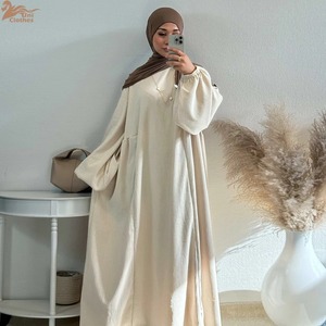 Robe modeste de style arabe islamique pour femmes, Abaya Khimar à manches chauve-souris, Burqa Caftan, robe droite à motif uni pour la prière - Product Image 5