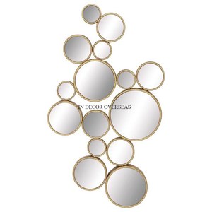 Maison et Hôtel Décoratif Premium Qualité Métal Fait Unique Designer Plaqué Or Encadré Forme Ronde Mur Miroir Décoratif - Product Image 5