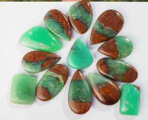 Natural Green Chrysoprase Cabochon Stone High Quality Color Play Third Party Certified Selected for Fine Jewelry Craft Fresh - Product Image 3