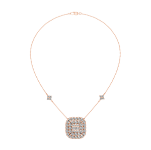 Alta demanda 14K oro sólido fino personalizado cojín colgante collar diamantes oro rosa bajo MOQ comprar a granel fabricante indio OEM - Product Image 4