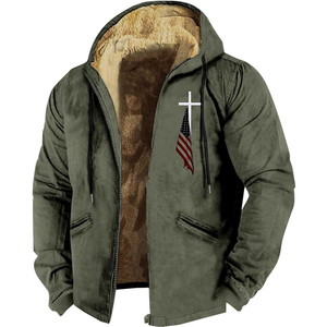 Fashionable Smart Temperature Control Quick Dry Men's Heated Woven Wool Bomber Jacket Winter Long Sleeves <b>USB</b> <b>Heating</b> Hood Warm - Product Image 1