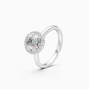 Anillo de compromiso Darling Halo Spark con diamante cultivado en laboratorio, halo brillante, 1.44 ct, redondo, en oro amarillo, blanco y rosa de 9 quilates. - Product Image 2