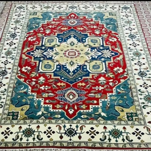 Alfombra hecha a mano de lana Hariz, Alfombras anudadas a mano con patrón abstracto personalizable para uso doméstico y hotelero - Product Image 1