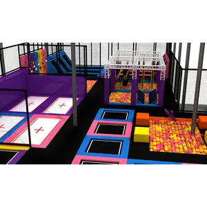 Free Design Kids Indoor Playground Business Trampoline Park con Dodge Ball Big Slides