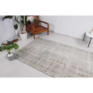 Alfombra Turca Vintage, Alfombra Oriental de Lana Gris de 4.3x8.1 pies (131x246 cm) - Product Image 2