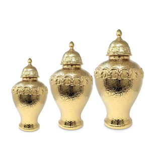 Frascos de jengibre de mesa decorativos para el hogar de Metal chapado en oro hechos a mano en gran oferta - Product Image 2