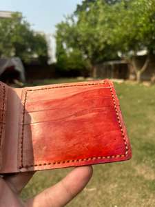 Portefeuille court personnalisable de style vintage en cuir véritable pur avec motif de paysage RFID bloquant la fermeture ouverte - Product Image 2