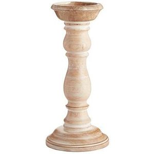 Supports décoratifs en bois pour bougies piliers Bougeoirs en bois de manguier blanchis à la chaux Bougeoirs rustiques Prix d'usine - Product Image 1