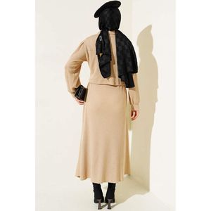 Gilet Tunneled à la Taille Ensemble de 2 Pièces Beige - Product Image 4